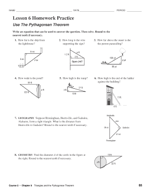 pythagorean theorem graded assignment answer key