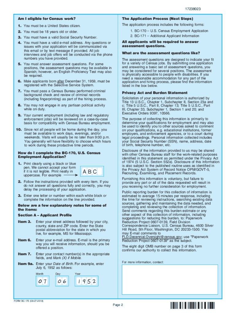 census jobs form Preview on Page 1