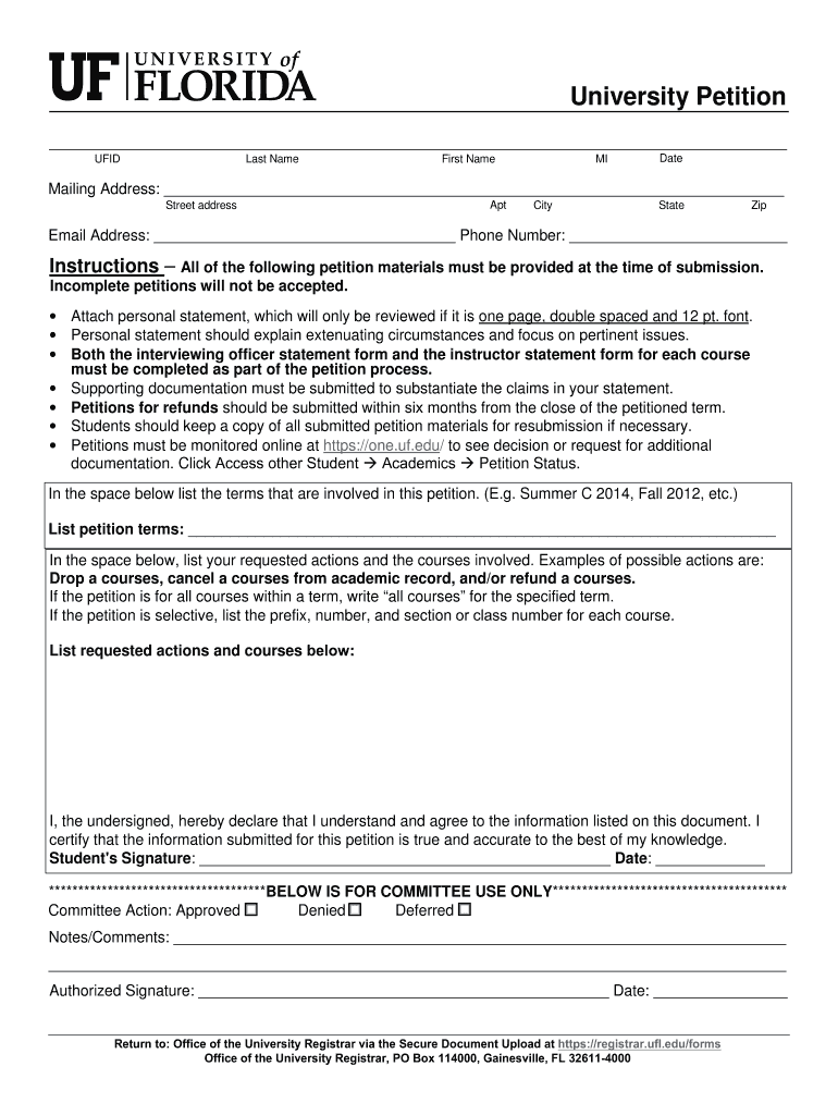 Fillable Online registrar ufl view printfriendly document UF SFRC