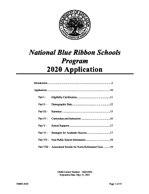 Fillable Online National Blue Ribbon Schools Program 2020 Application ...
