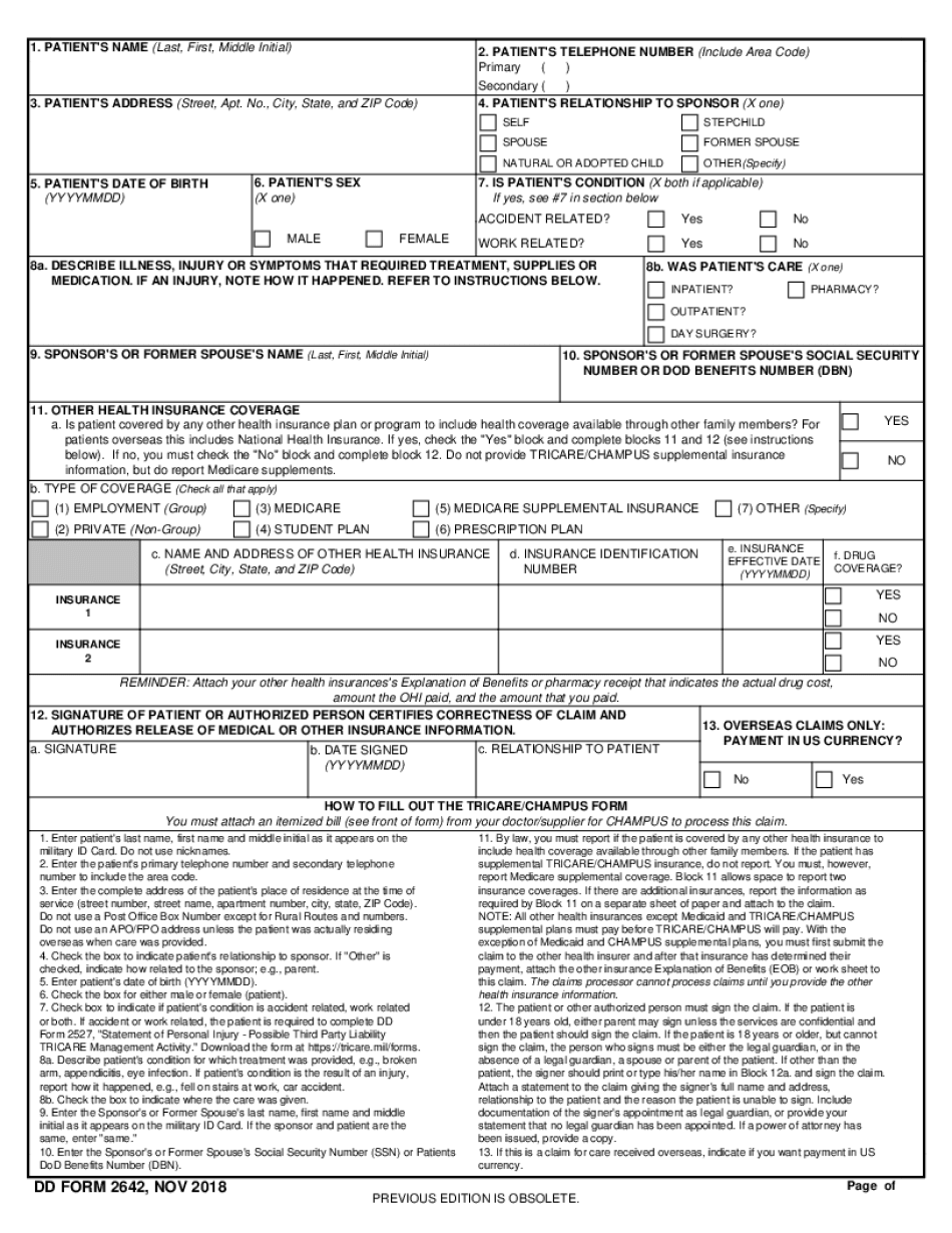 2018-2023 Form Dd 2642 Fill Online, Printable, Fillable