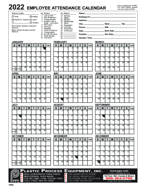 PPE Employee Attendance Calendar 2022-2023 - Fill and Sign Printable  Template Online