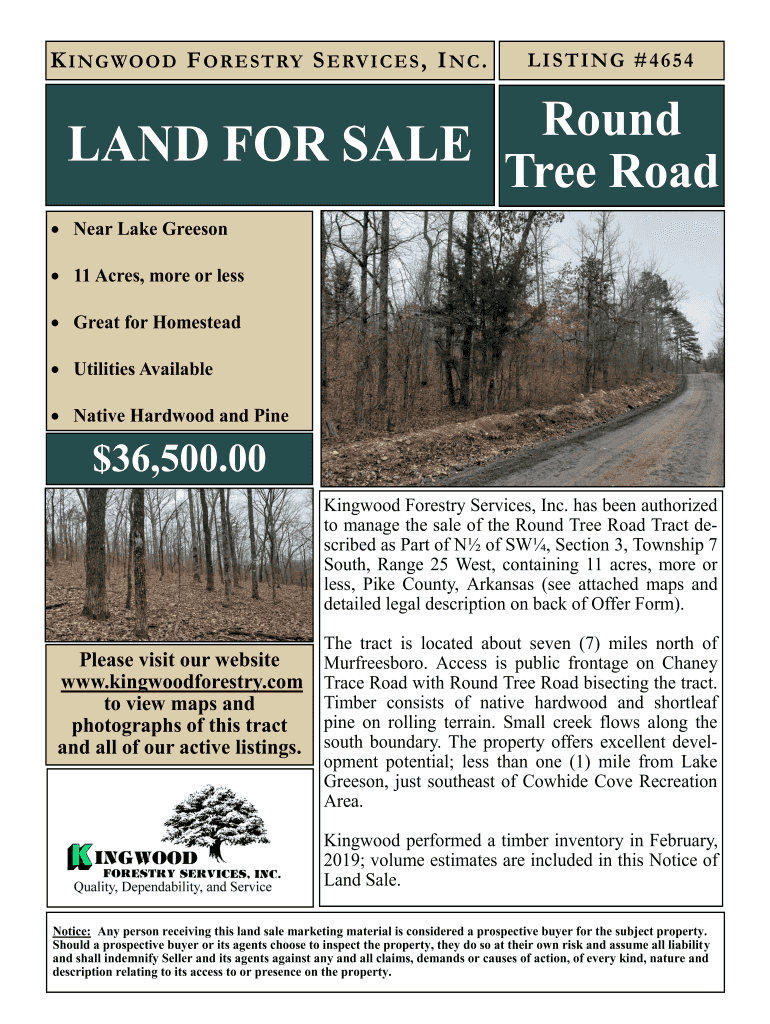 Fillable Online LAND FOR SALE Kingwood Forestry Services Fax Email