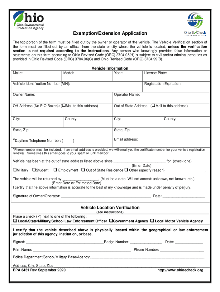 ohio exemption application Preview on Page 1