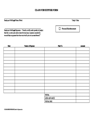 4 Expense Claim Form Templates - Word Excel Formats