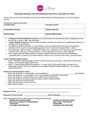 Fillable Online Florida - Provider Request for Reconsideration and ...