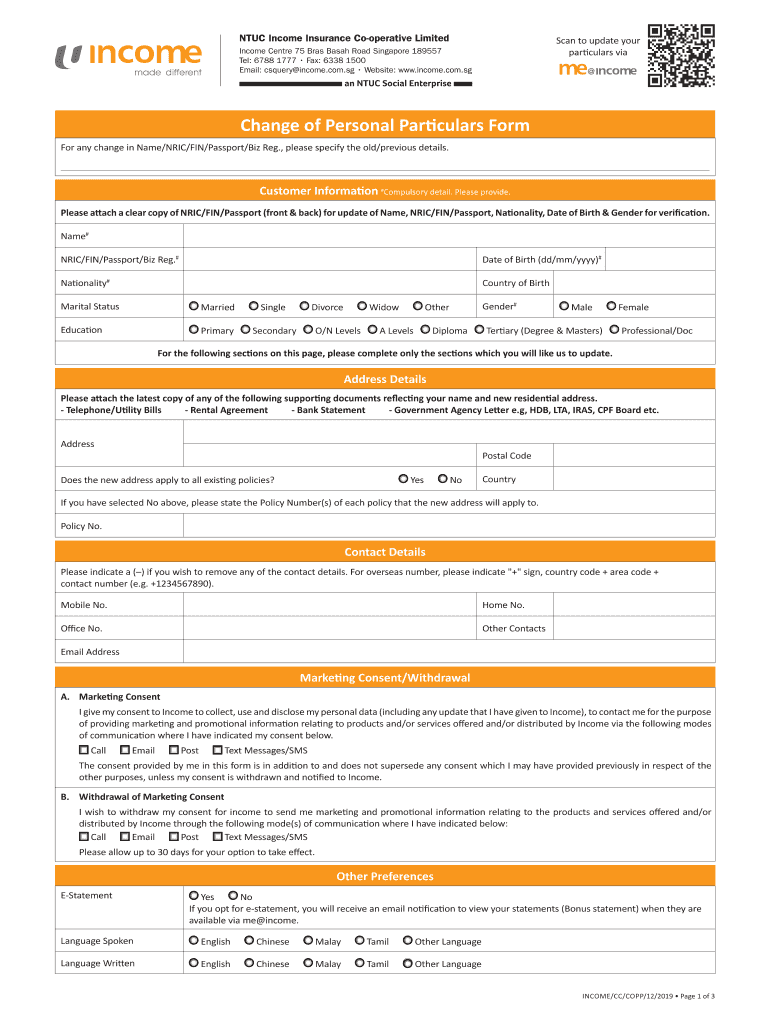 Fillable Online PERSONAL PARTICULARS FORM VFS Global Fax Email Print