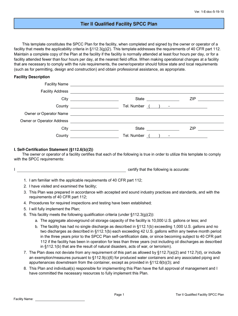 california qualified facility spcc plan Preview on Page 1