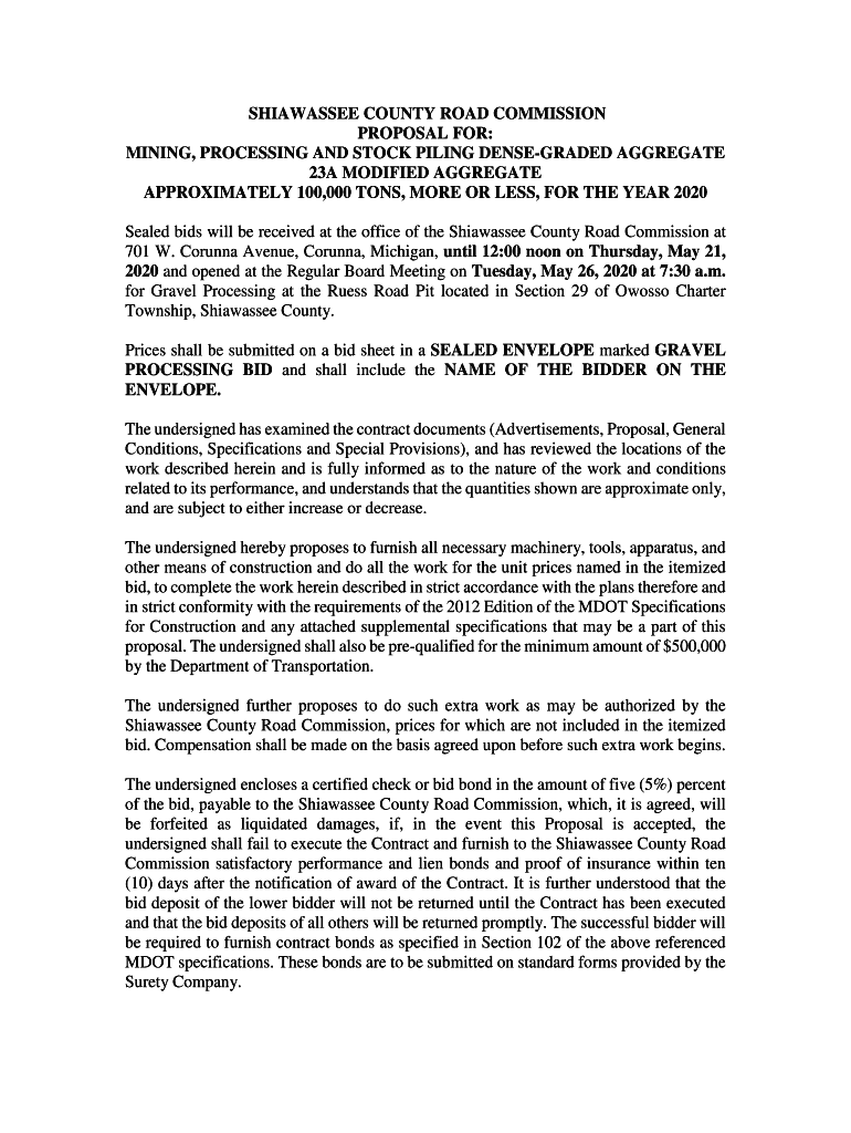 Fillable Online to the Shiawassee County Road Commission Fax