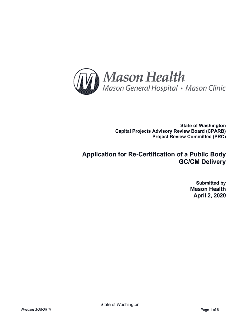 Fillable Online Application for Re-Certification of a Public Body GC/CM ...