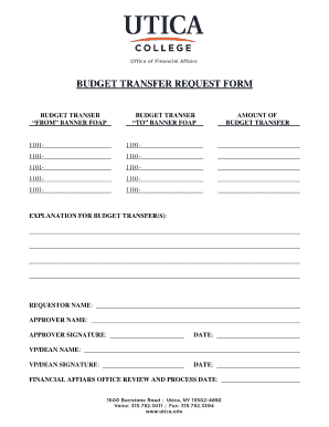 Departmental Budget Journal/Transfer Request Form - UTSA