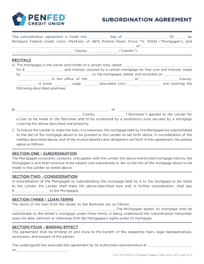 Mortgage Subordination Agreement for Deed to ... - PenFed