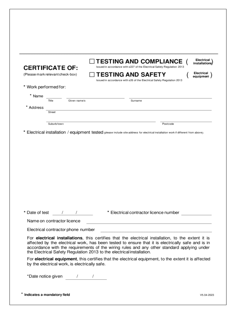 Certificate of testing Certificate of testing and compliance certificate of testing and safety Preview on Page 1