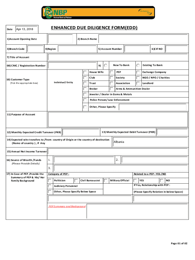 enhanced diligence form Preview on Page 1