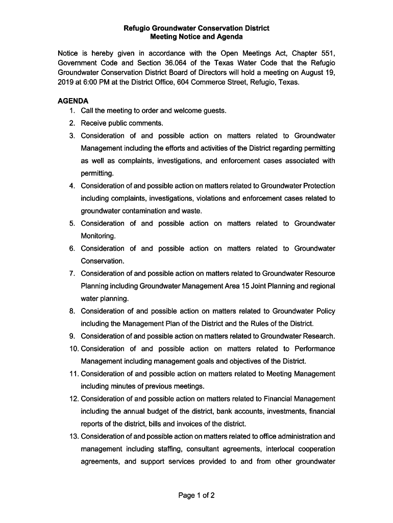 Fillable Online Refugio Groundwater Conservation District Home Fax Email Print pdfFiller