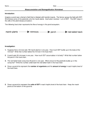 Fillable Online Bioaccumulation And Biomagnification Worksheet Fax Email Print Pdffiller