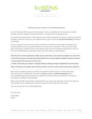 Ivy Hill Apartments Application