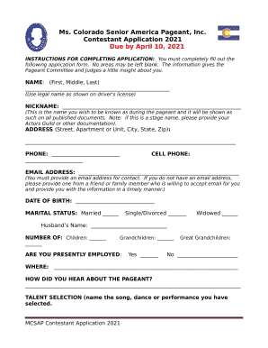 Contestant Application 2021
