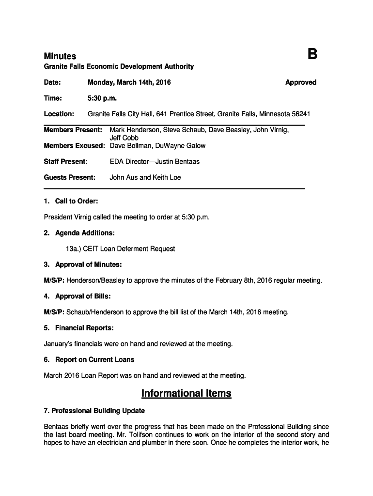 Fillable Online Granite Falls Economic Development Authority Fax Email Print pdfFiller