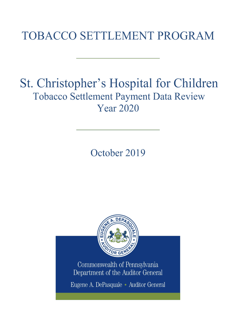 Fillable Online Tobacco Master Settlement Agreement Payments to