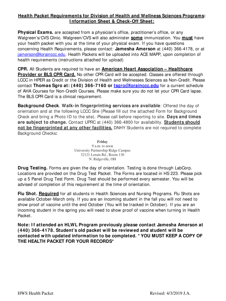 Fillable Online HWS General Health Packet Fax Email Print - pdfFiller