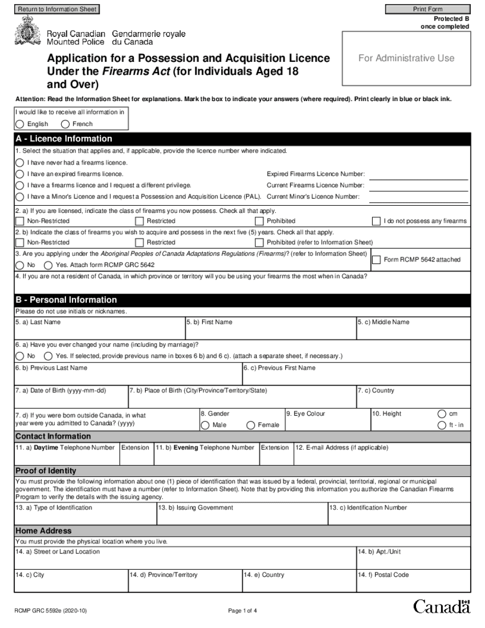 Canada rcmp grc 5592e 2020 form printable blank pdf online