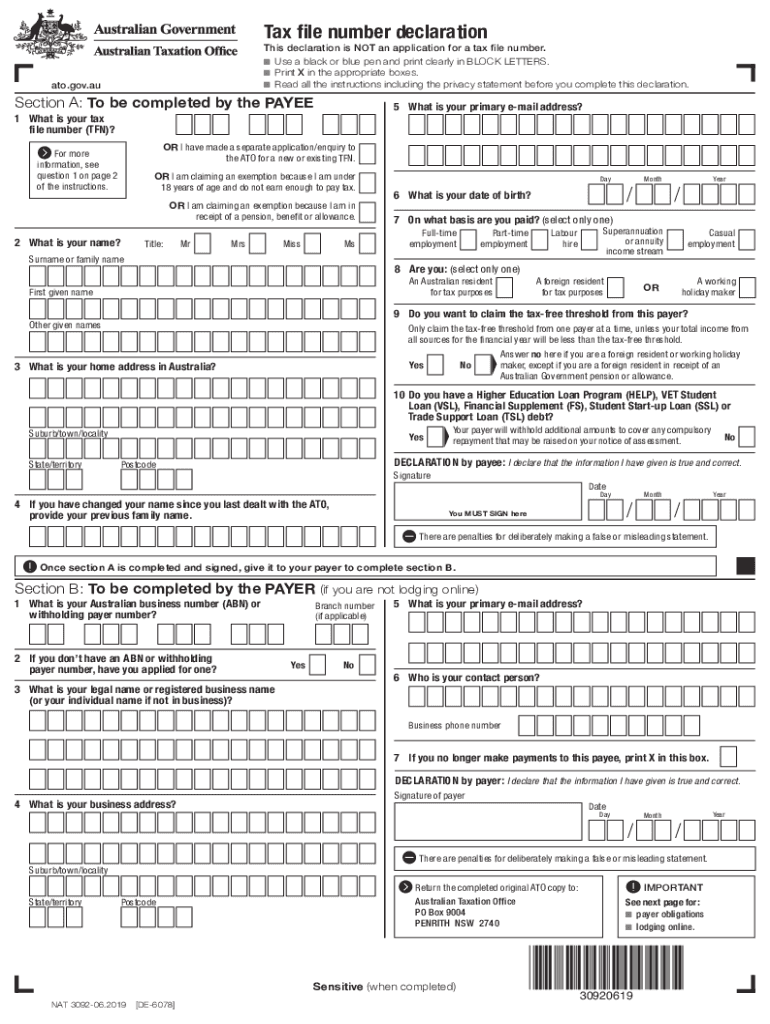 Tax File Declaration Form 2025 Mary J Spillman