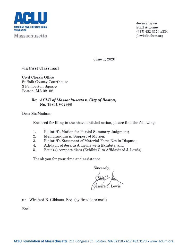 Jessica Lewis Aclu - Fill Online, Printable, Fillable, Blank | pdfFiller