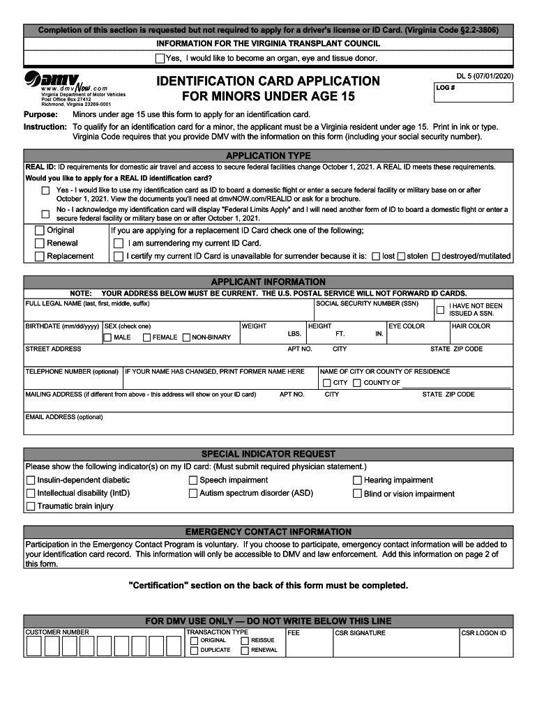 VA DMV DL 5 2020 Fill And Sign Printable Template Online US Legal Forms