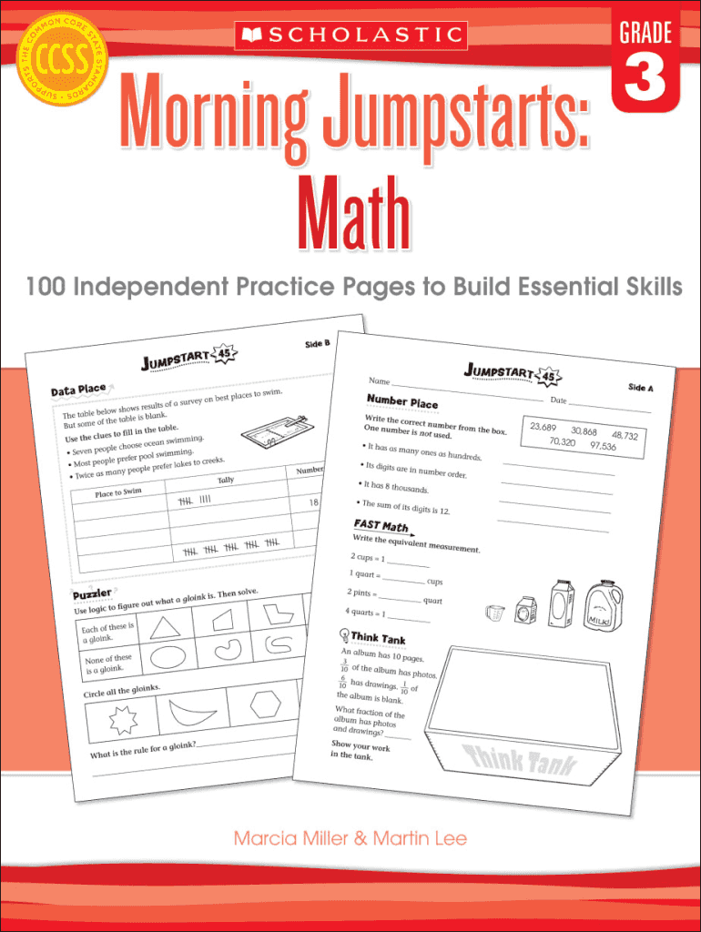 Morning Jumpstarts: Math: Grade 3 by Martin Lee;Marcia Miller Preview on Page 1