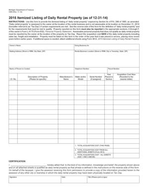 Michigan Daily Rental Property Form 3595