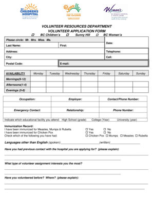 Volunteer Application Form