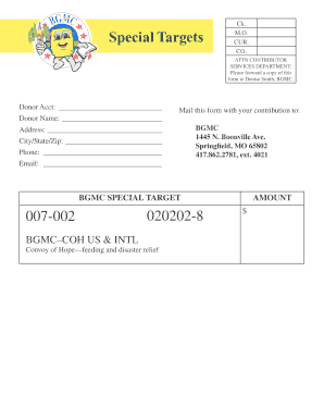 BGMC Special Targets Donation Form