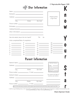 Star Information Form