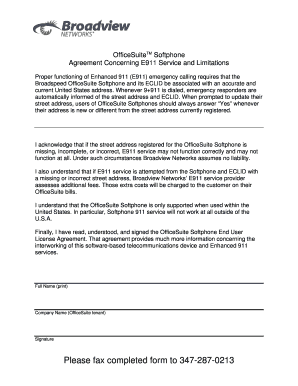 OfficeSuite Softphone E911 Service Agreement