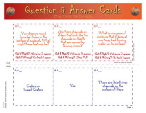 Mars Science Trivia Cards