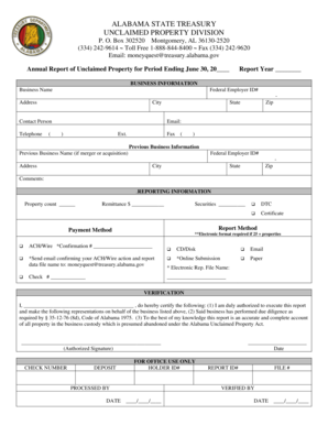 Alabama Unclaimed Property Annual Report