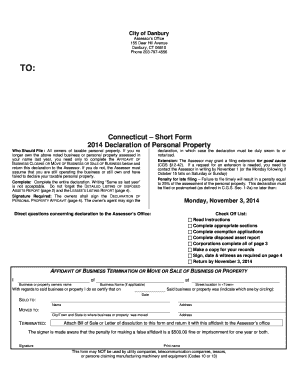 Connecticut Personal Property Declaration Form