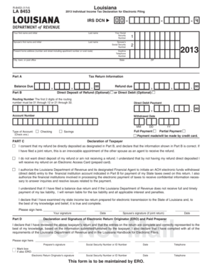 Louisiana Individual Income Tax Declaration