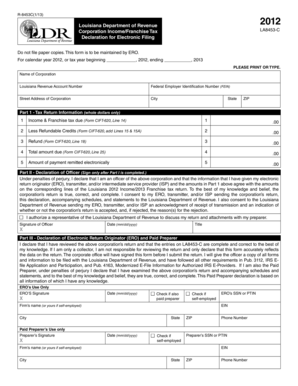 Louisiana Corporation Income/Franchise Tax Declaration
