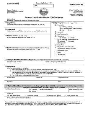 Montana Substitute W-9 Form