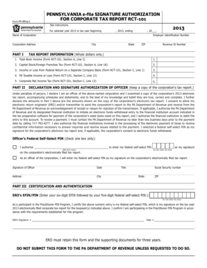 Pennsylvania Corporate Tax Report Signature Authorization