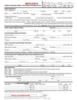 College Community Schools New Student Enrollment Form