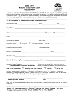 Federal Direct PLUS Loan Request Form
