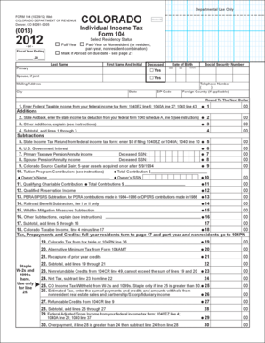 Colorado Individual Income Tax Form 104