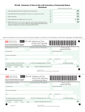 DC Franchise or Partnership Return Extension Form