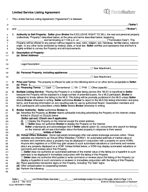 Limited Service Listing Agreement