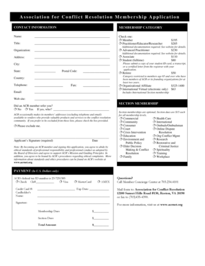 Association for Conflict Resolution Membership Application