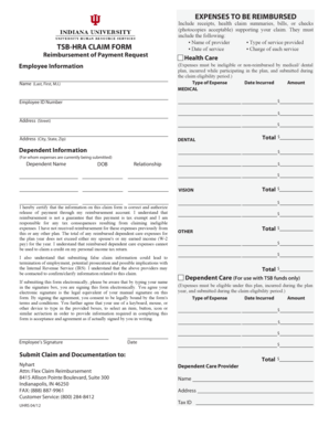 Health Reimbursement Account Claim Form