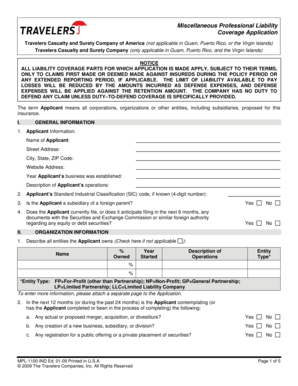 Professional Liability Coverage Application